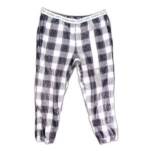 Victorias Secret Flannel Pajama Joggers Women’s XL Black White Shimmer Plaid